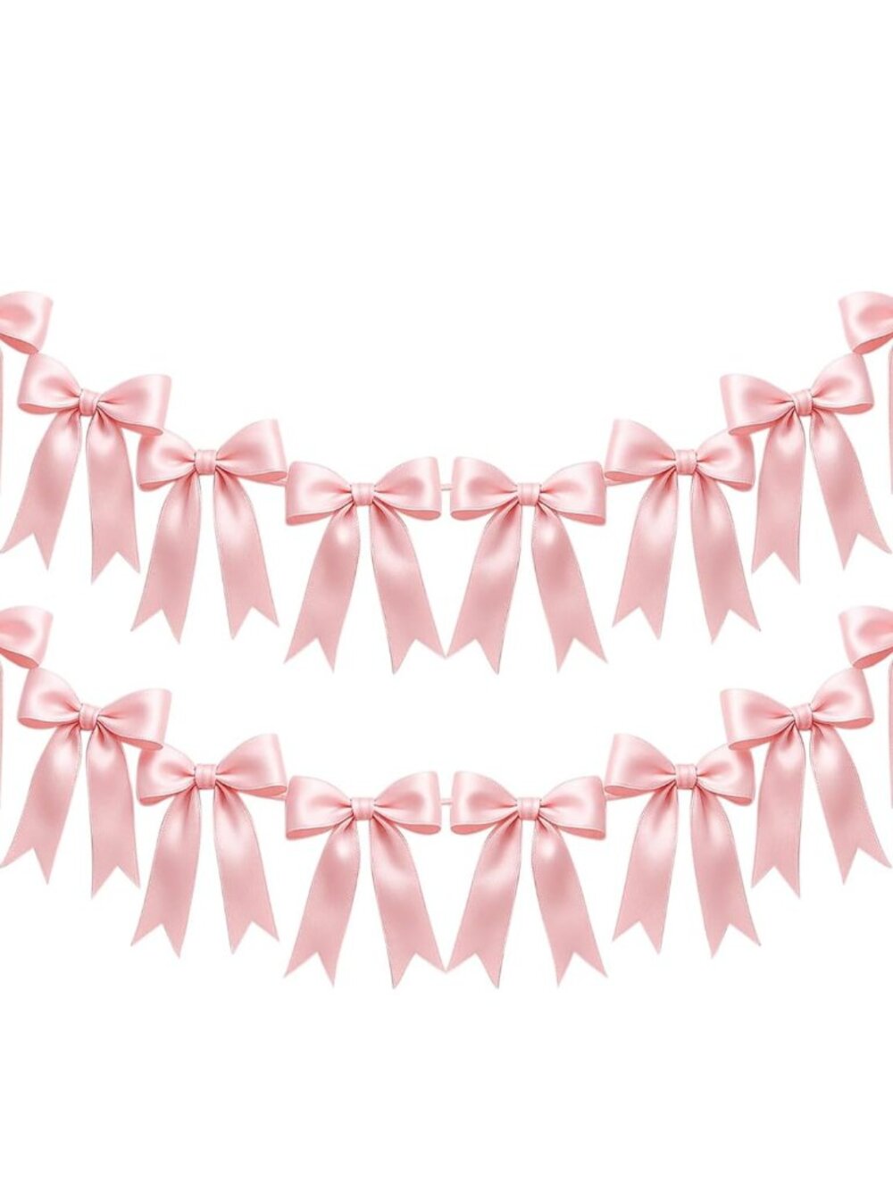 2 Strings of 16PCS Pink Bow Garland Banner Decoration,Pre-Strung Satin Ribbon Or
